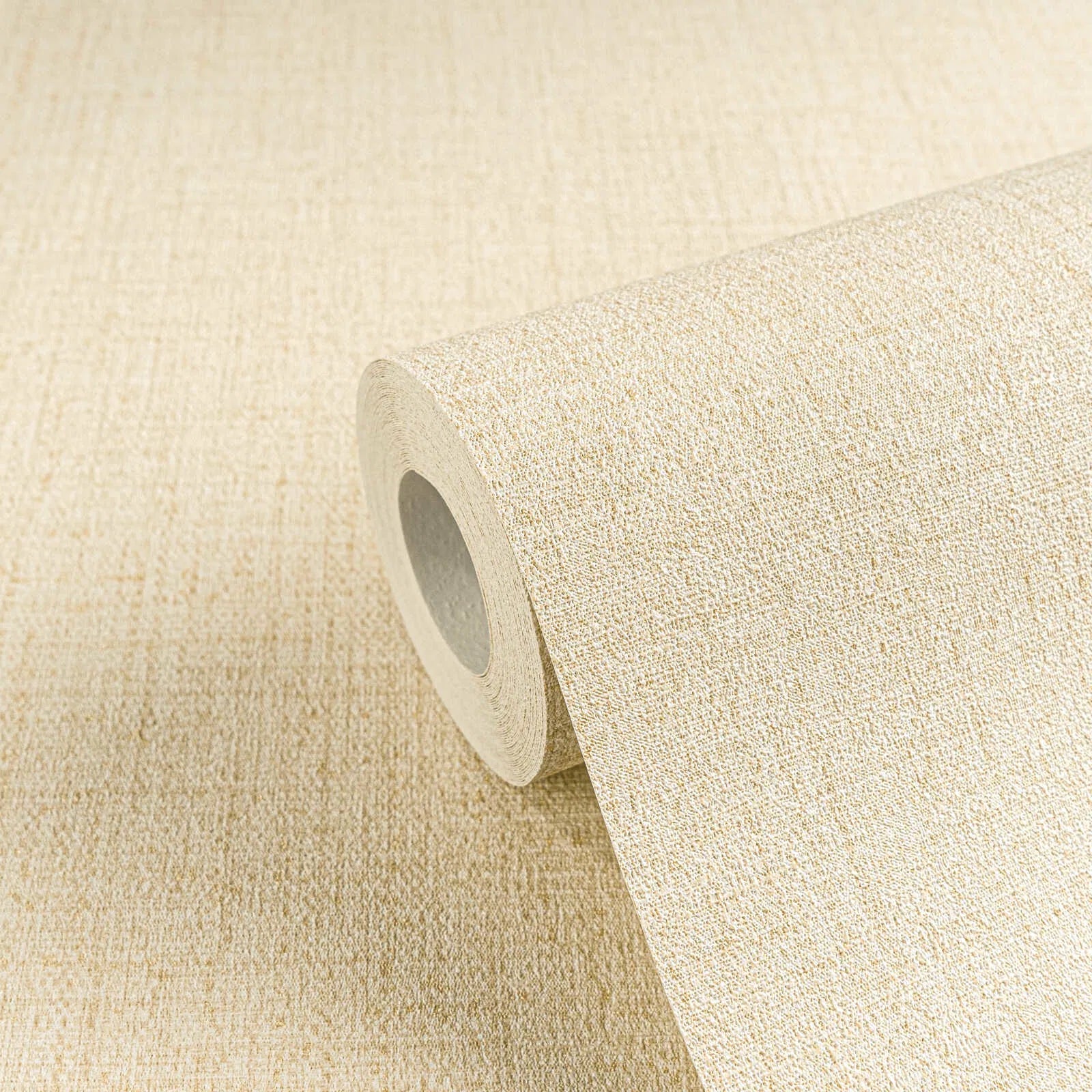 Bēšas tapetes ar krustotām līnijām un lina efektu, 3010206