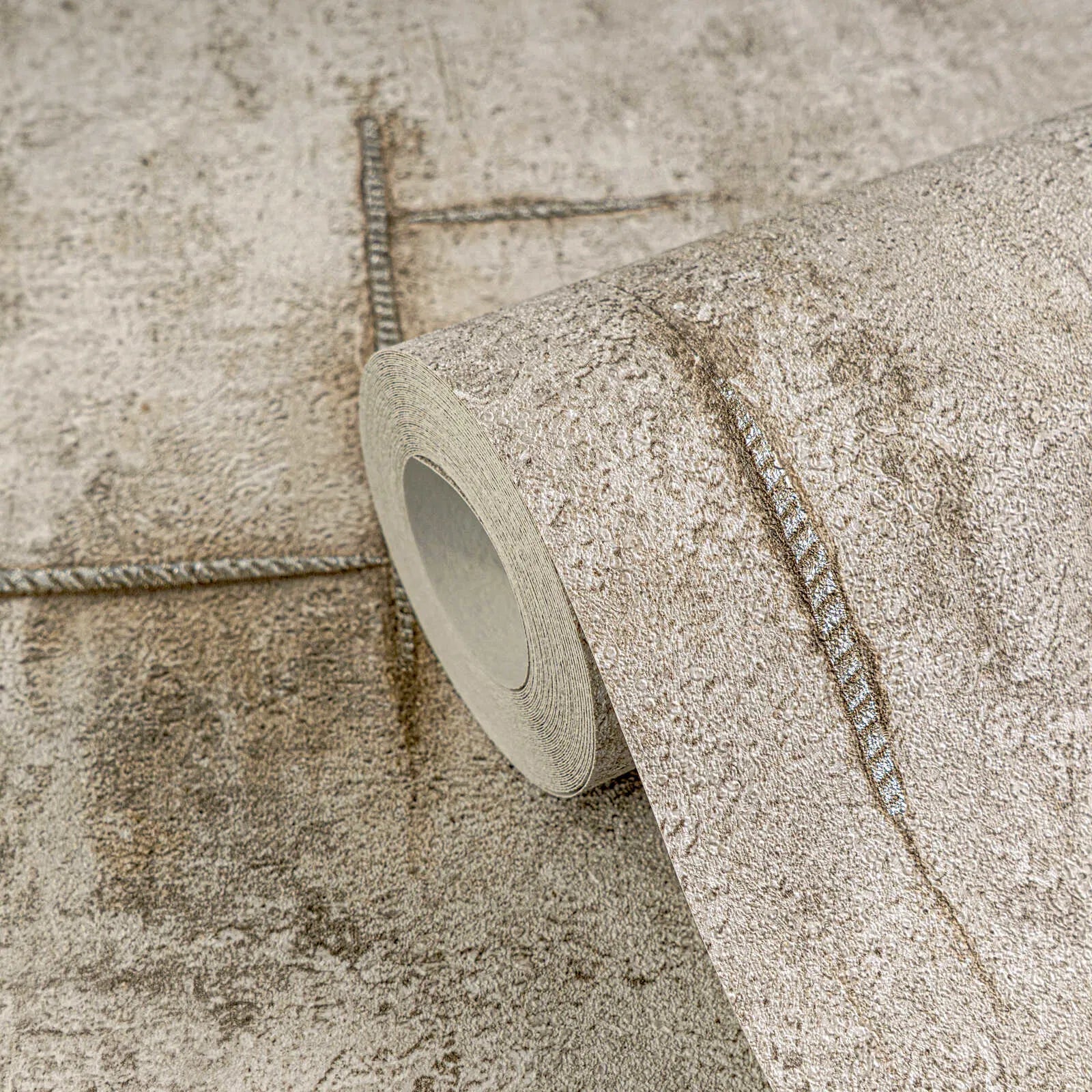 Bēšas tapetes ar raupju betona tekstūru un armatūru, 3010505