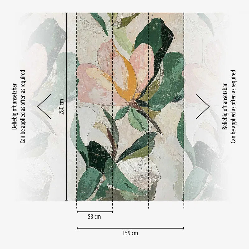 Vintage stila tapetes ar lieliem magnoliju ziediem, 3011623