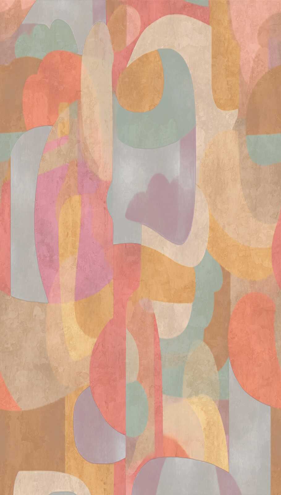 Abstraktas tapetes ar plūstošām formām siltos pasteļtoņos, 3011637