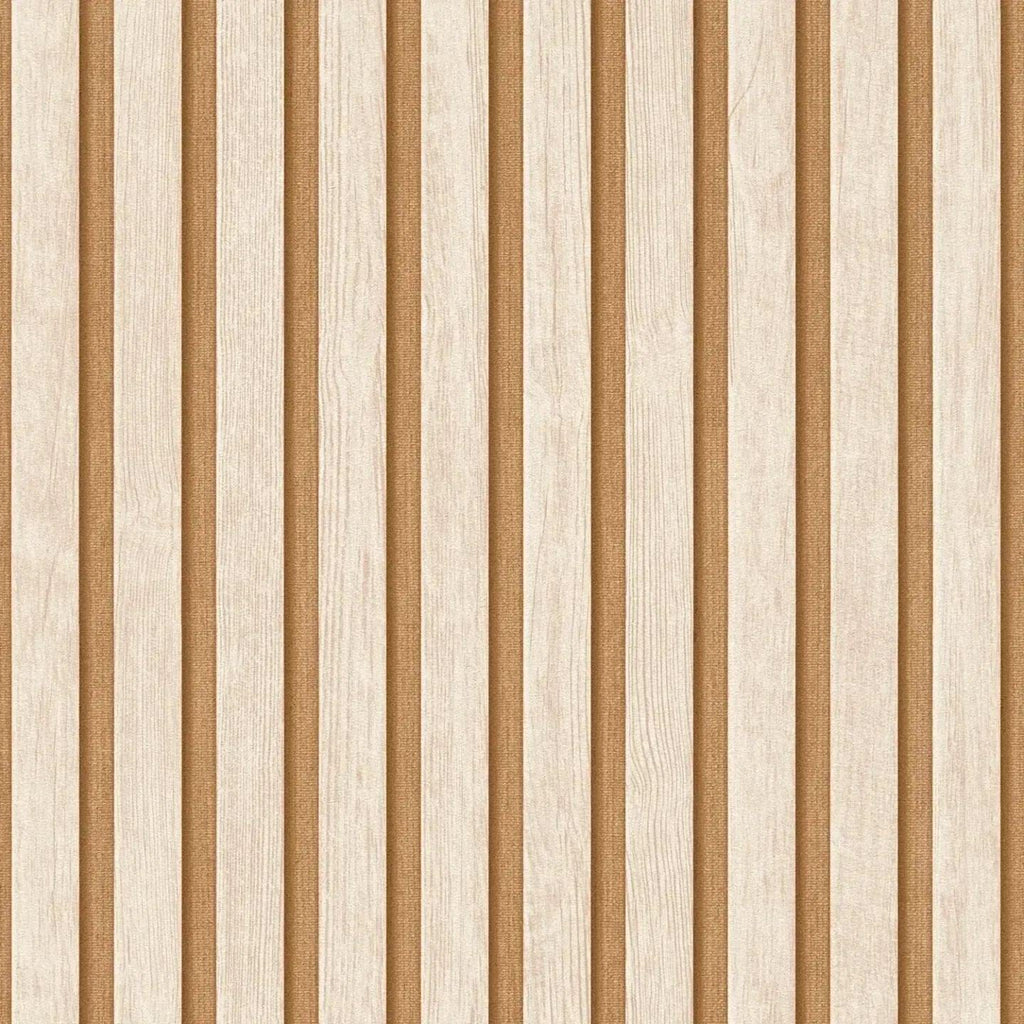 Bēšas svītrainas koka imitācijas tapetes ar spīdumu | 3000334