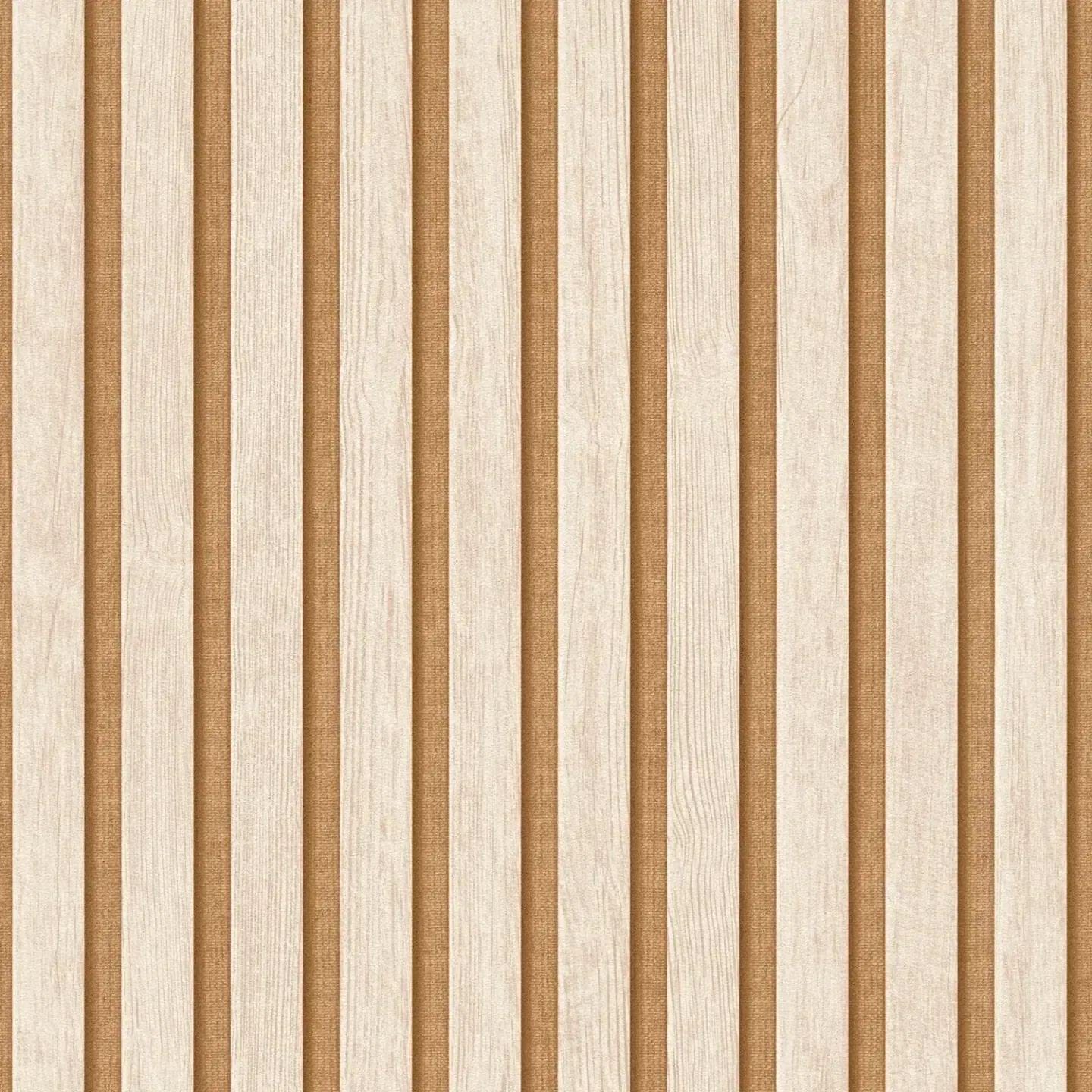 Bēšas svītrainas koka imitācijas tapetes ar spīdumu | 3000334