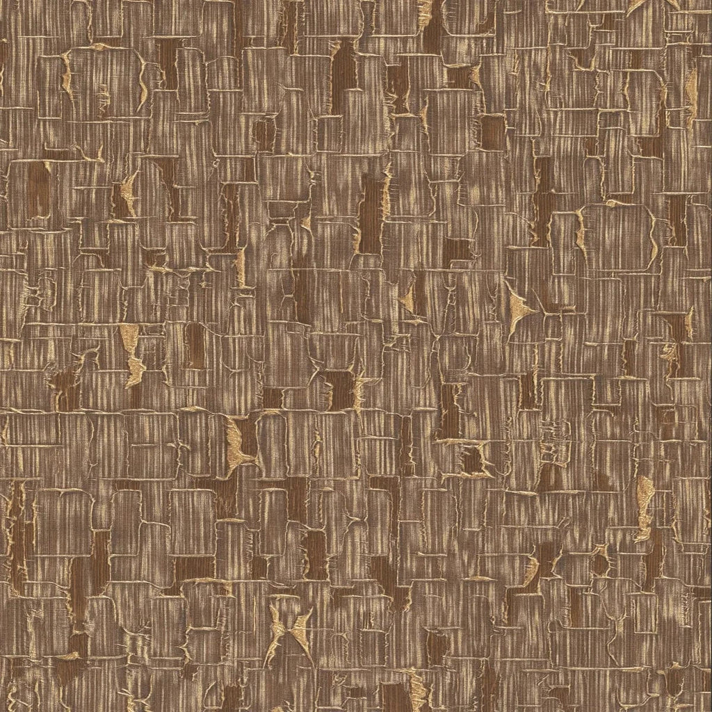 Brūnas un zelta tapetes ar abstraktu dizainu – elegants sienu akcents interjerā  