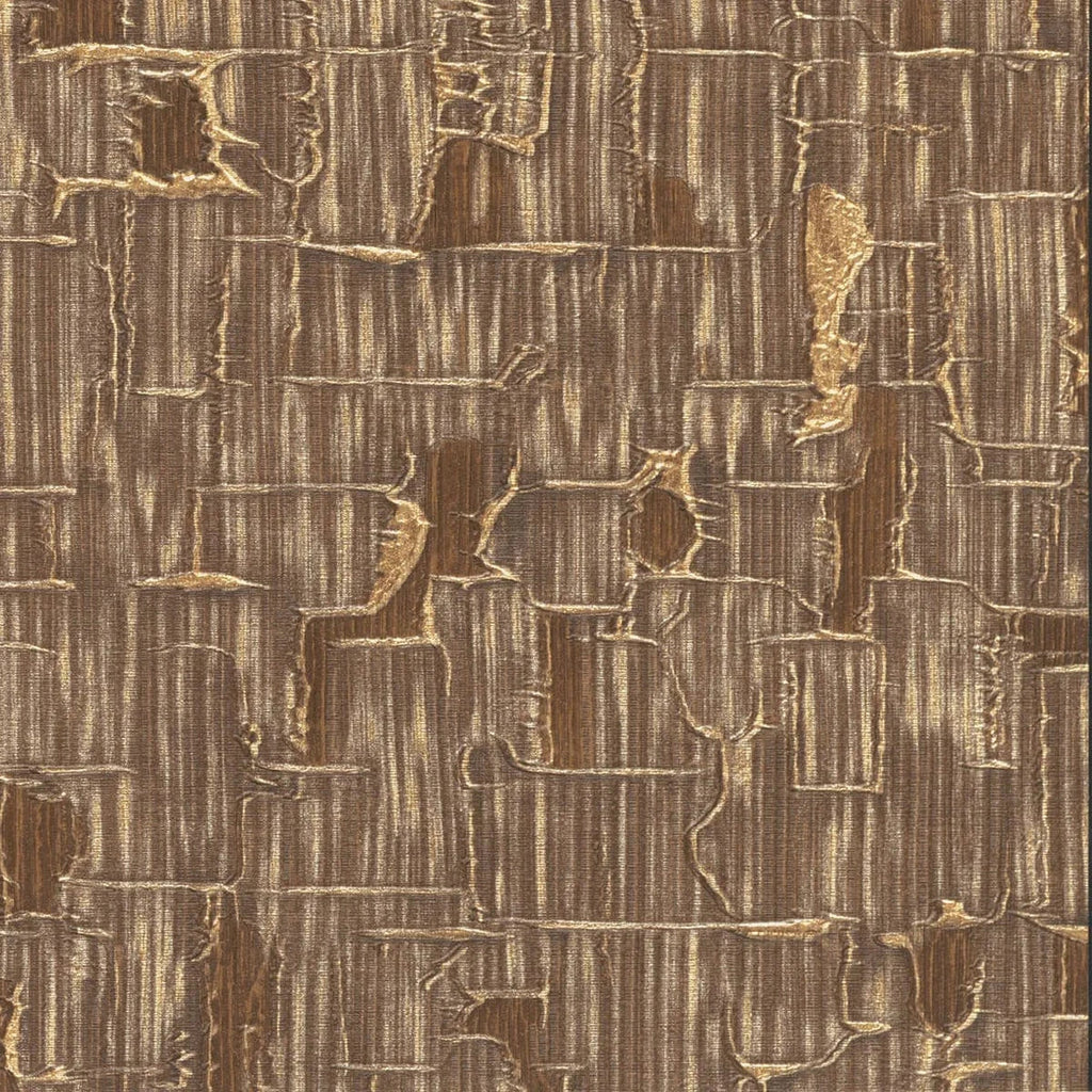 Brūnas un zelta tapetes ar abstraktu dizainu – elegants sienu akcents interjerā  
