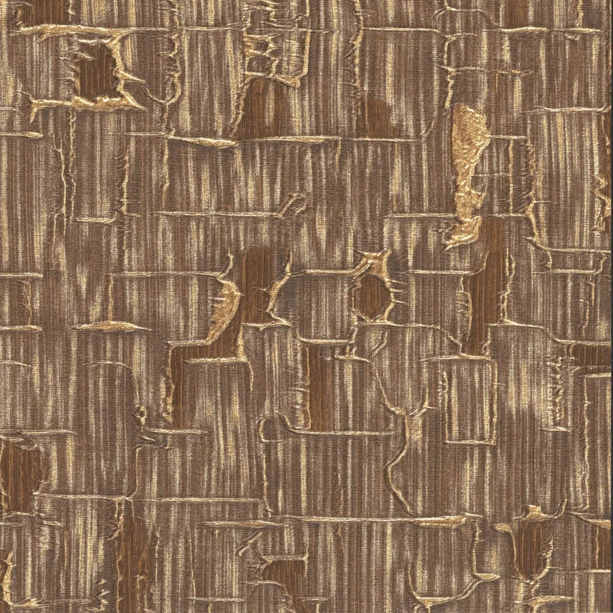 Brūnas un zelta tapetes ar abstraktu dizainu – elegants sienu akcents interjerā  