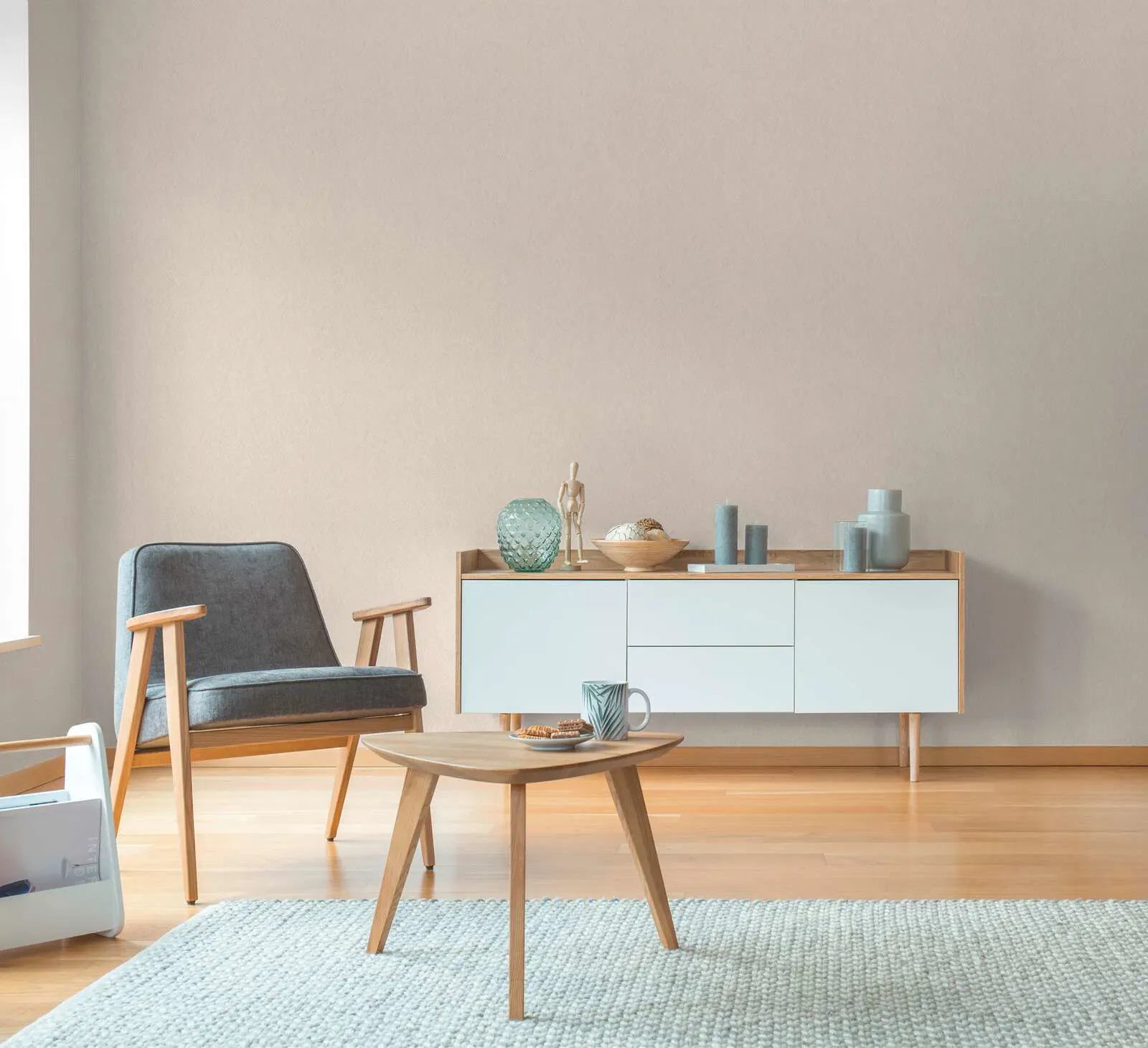 Elegantas tapetes ar zigzaga rakstu un tekstila efektu | 3010612