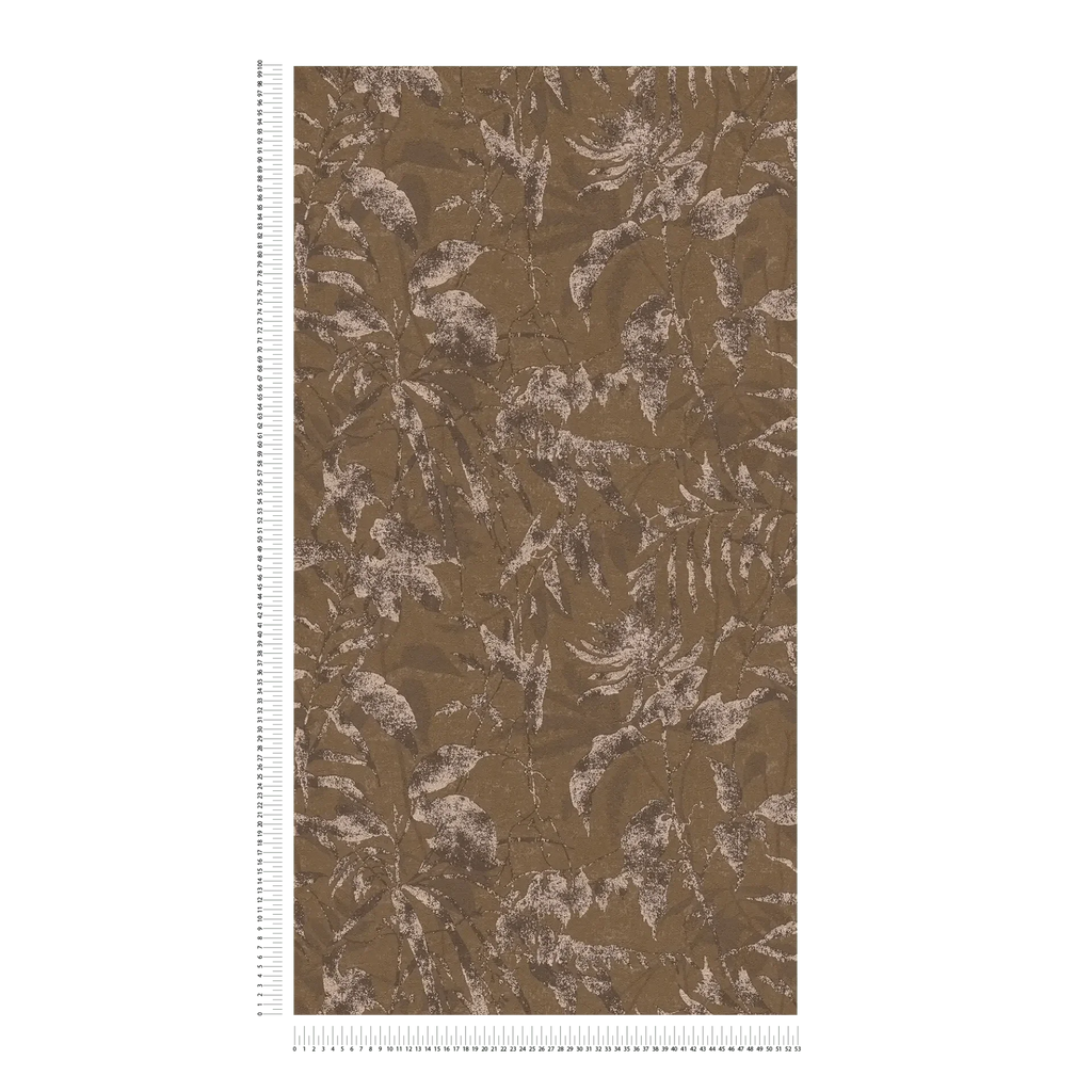 Vintage stila tapetes ar lapu rakstu un brūnu toņu gammu - guļamistabas interjerā