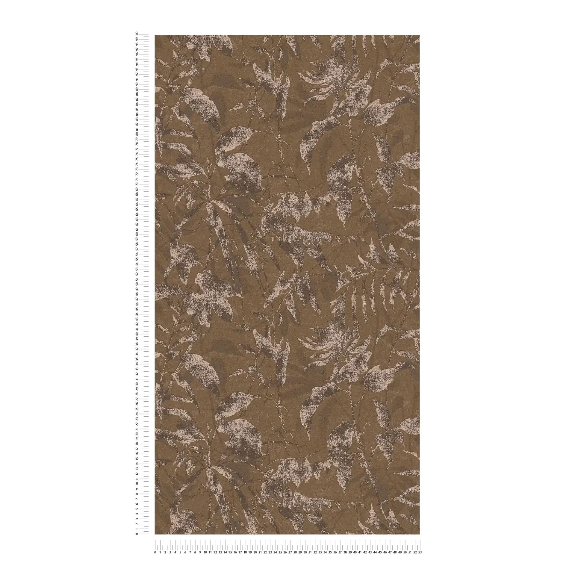 Vintage stila tapetes ar lapu rakstu un brūnu toņu gammu - guļamistabas interjerā