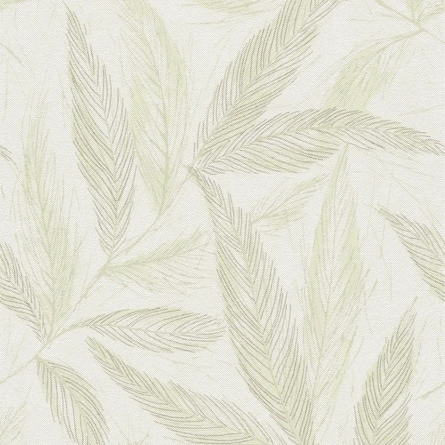 Krēmkrāsas tapetes ar spalvu rakstu un sudraba akcentiem | 3010661