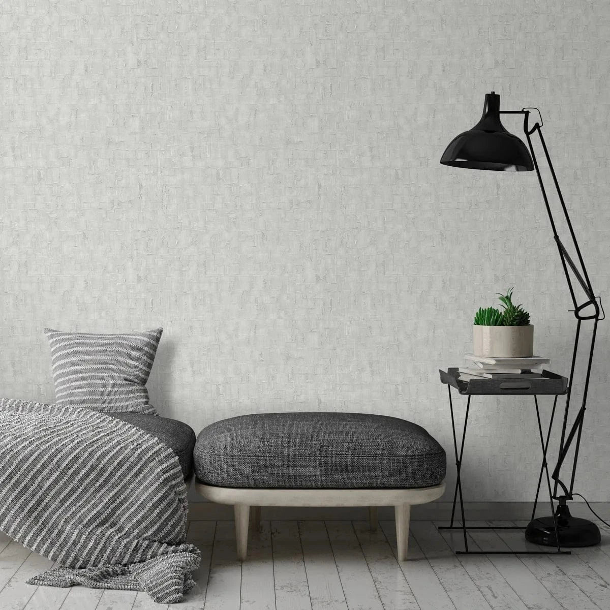 Pelēkas flizelīna tapetes ar abstraktu rakstu – stilīgs sienu dizains mūsdienīgām telpām  