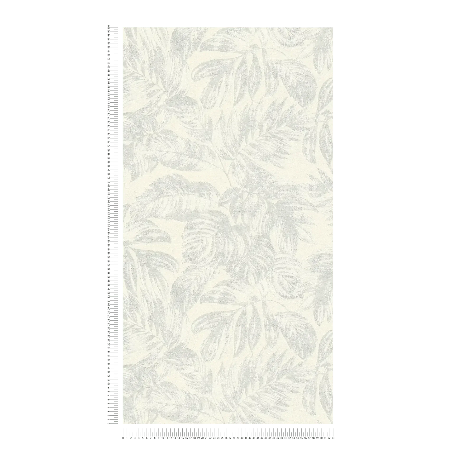 Baltas tapetes ar sudraba lapu dizainu gaišam un mirdzošam interjeram