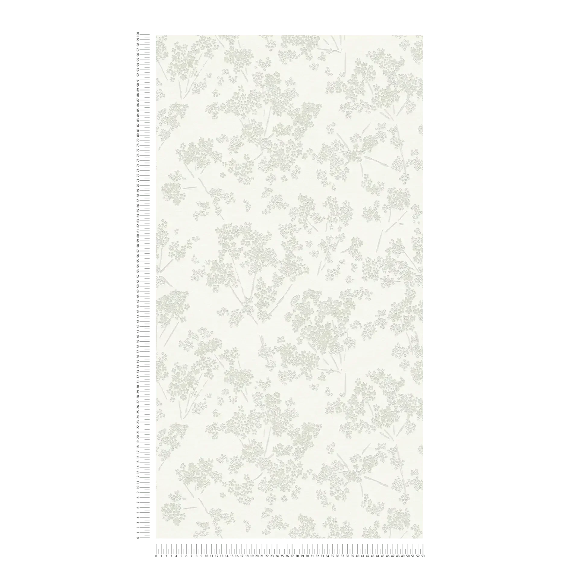 Ziedu tapetes baltā un zaļā tonī svaigam un dabīgam interjera efektam