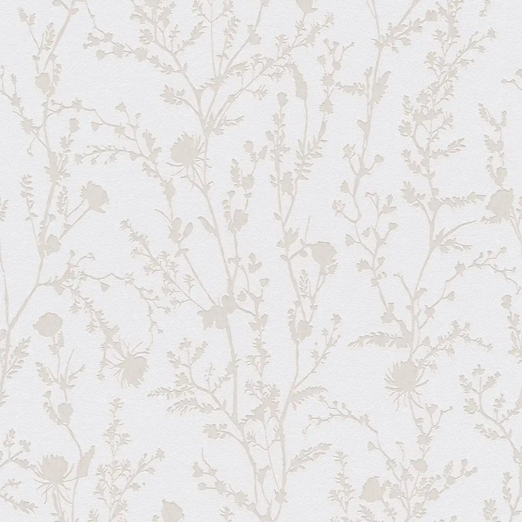 Ziedu tapetes gaiši pelēkā tonī vieglam un estētiskam sienas noformējumam