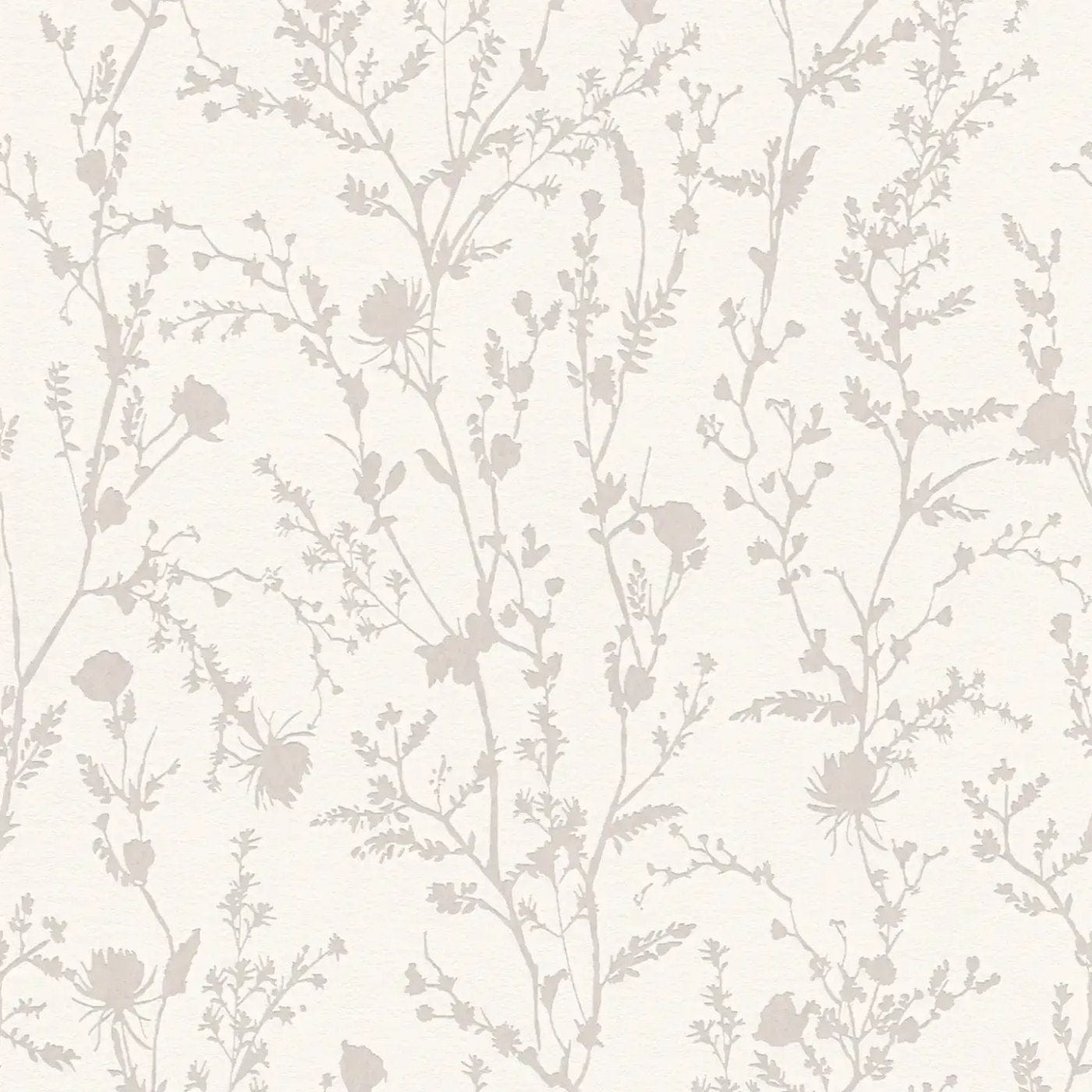 Krēmkrāsas tapetes ar dekoratīviem ziedu elementiem eleganti mājīgai sienai