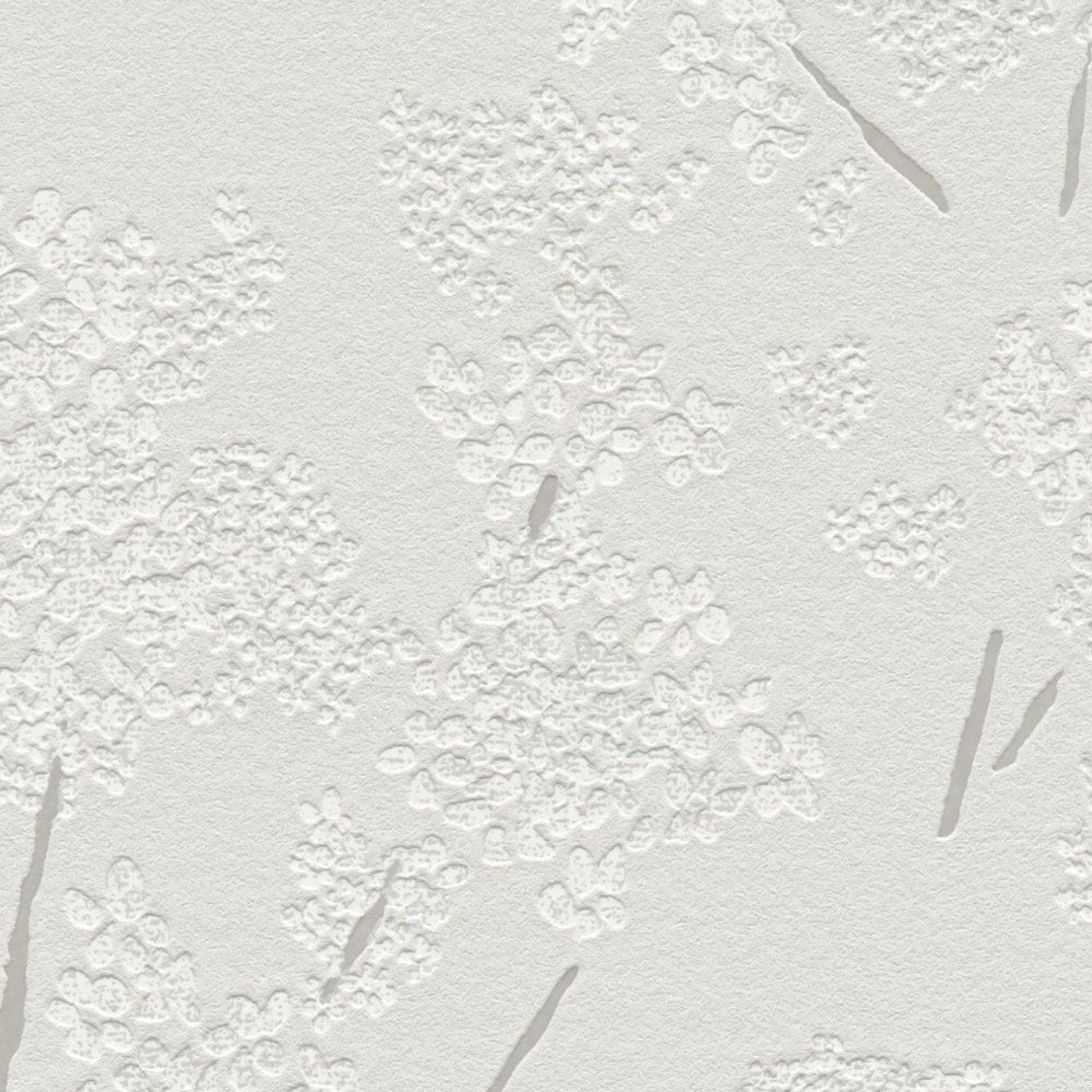 Pelēkas ziedu tapetes flizelīna stilā klasiskai un izsmalcinātai sienas noskaņai