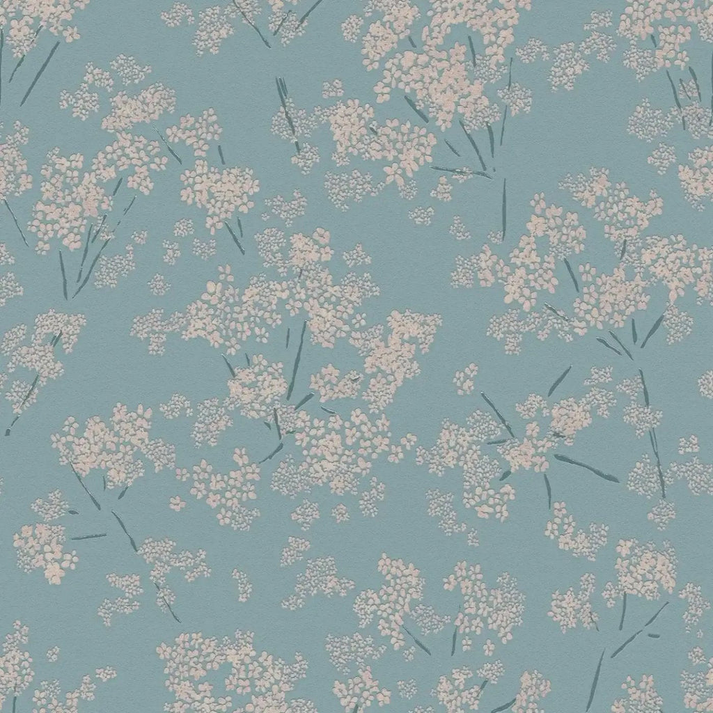 Tirkīza tapetes ar ziedu dizainu modernam interjeram