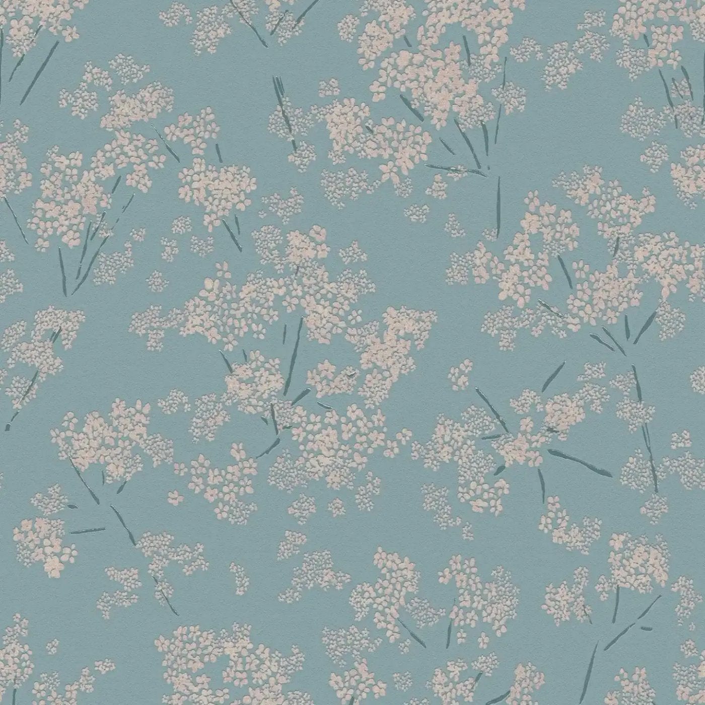 Tirkīza tapetes ar ziedu dizainu modernam interjeram