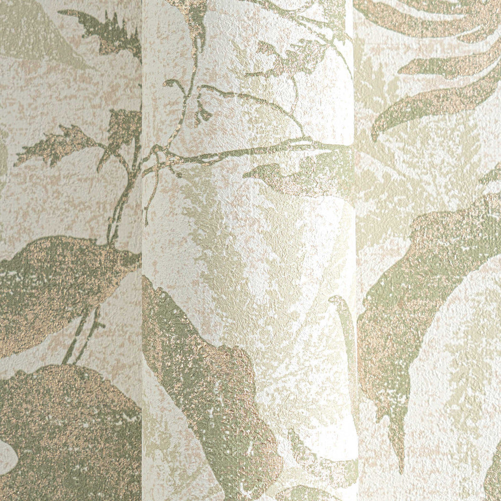 Tapetes ar dabas iedvesmotu lapu dizainu - vizualizācija interjerā