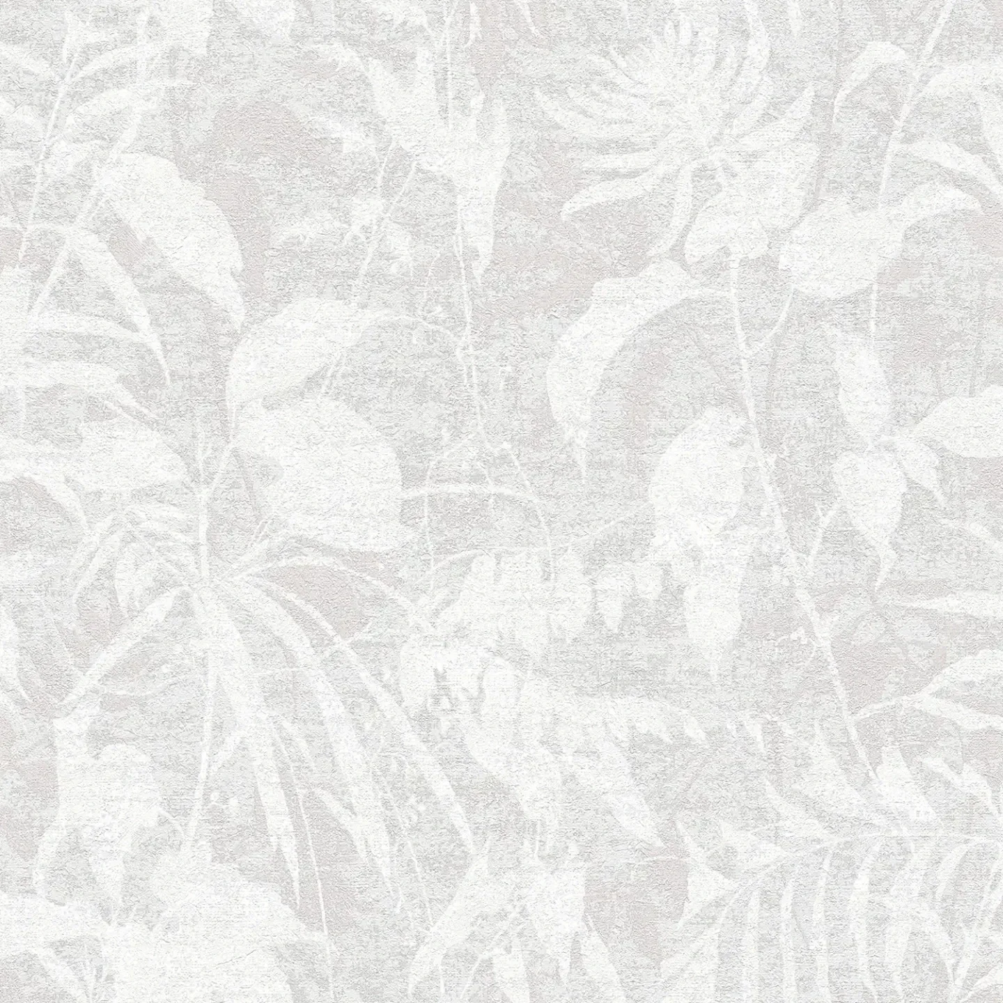 Pelēkas tapetes ar vieglu lapu motīvu un dabīgu tekstūru - istabas interjerā
