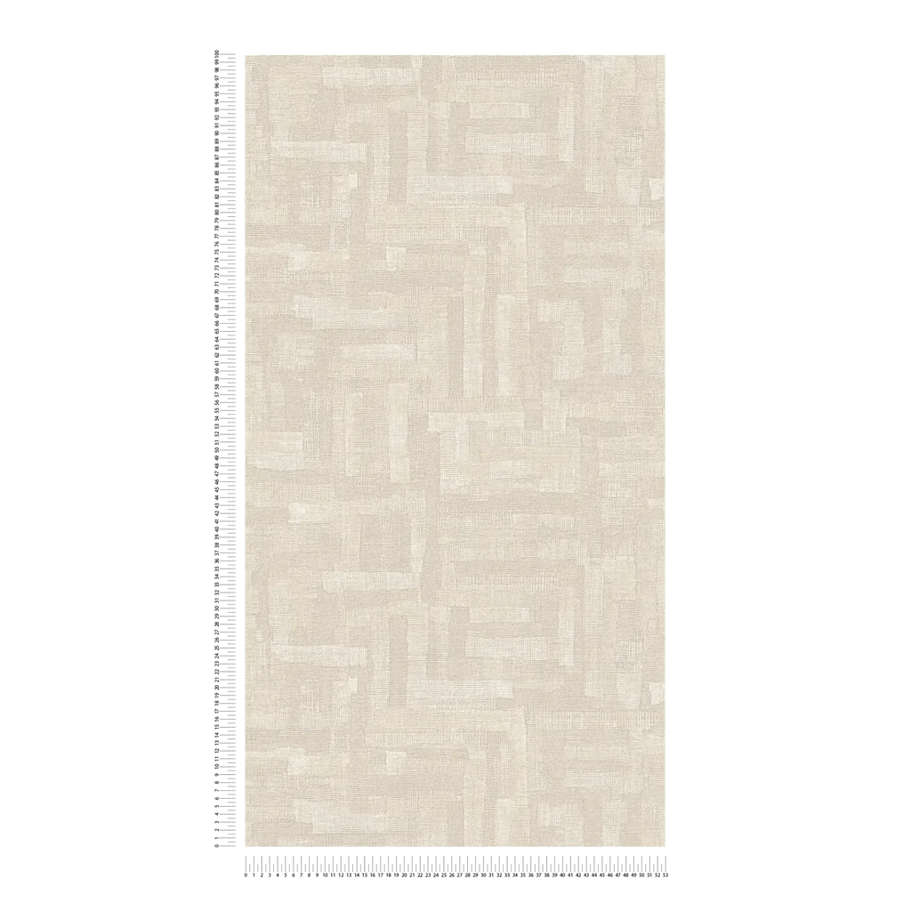 Bēšas modernas tapetes ar koka faktūras ģeometrisku rakstu - istabas interjerā