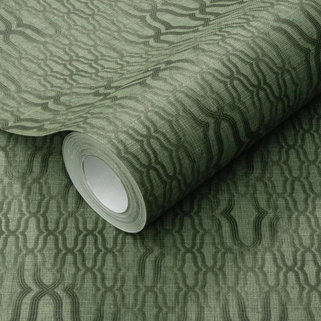 Zaļas ornamenta tapetes ar matētu virsmu – dabas iedvesmots interjera akcents  