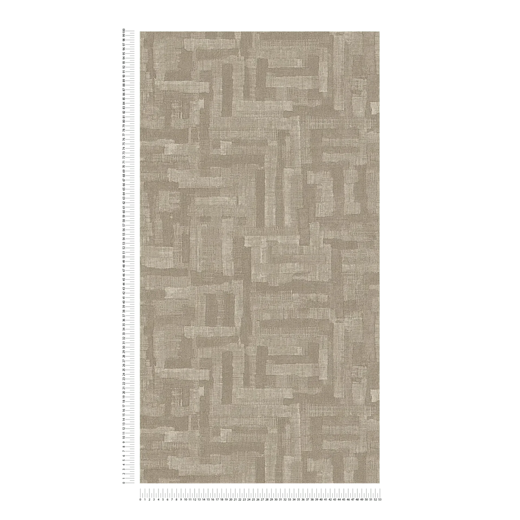 Brūnas tapetes ar stilizētu koka struktūras rakstu modernā stilā - idejas interjerām