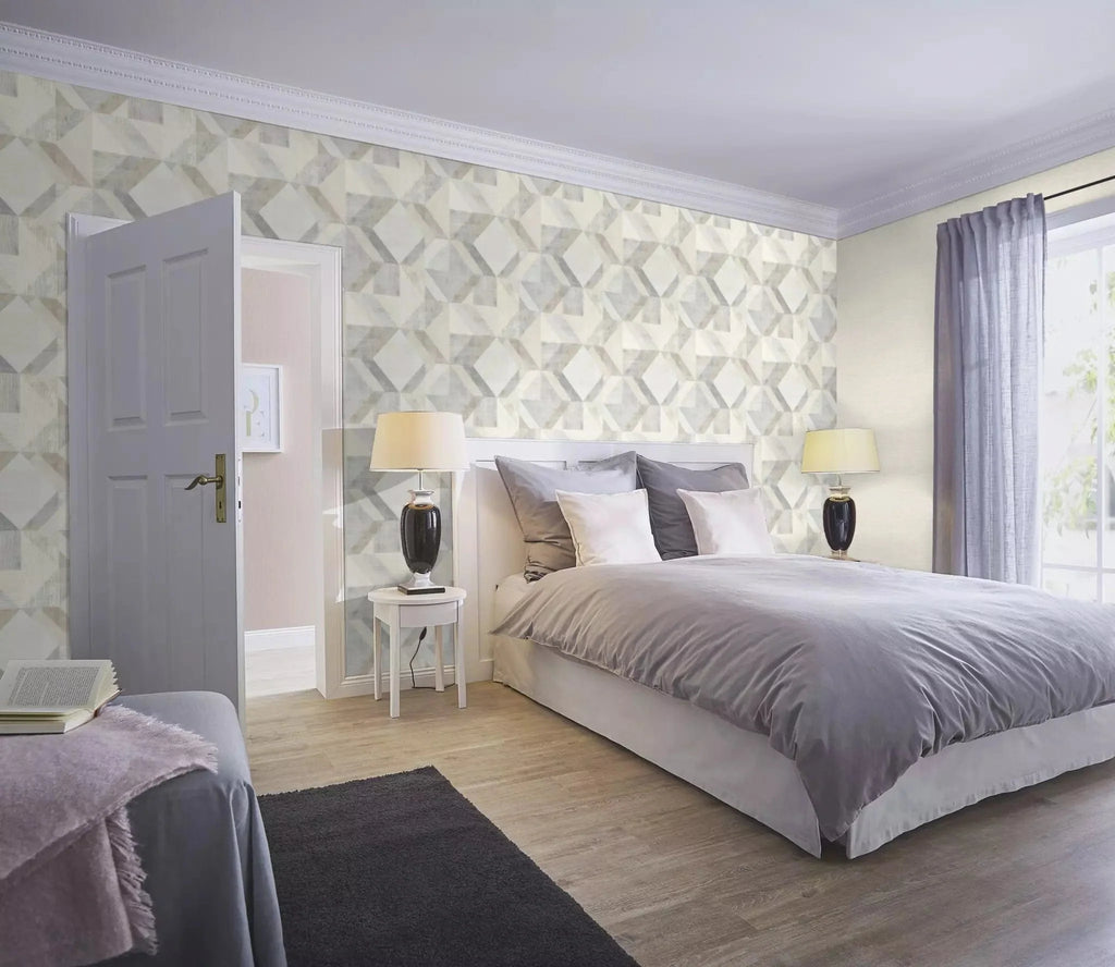 Tapetes RASCH pelēkos toņos ar ģeometrisku rakstu, 311921, Color Your Life