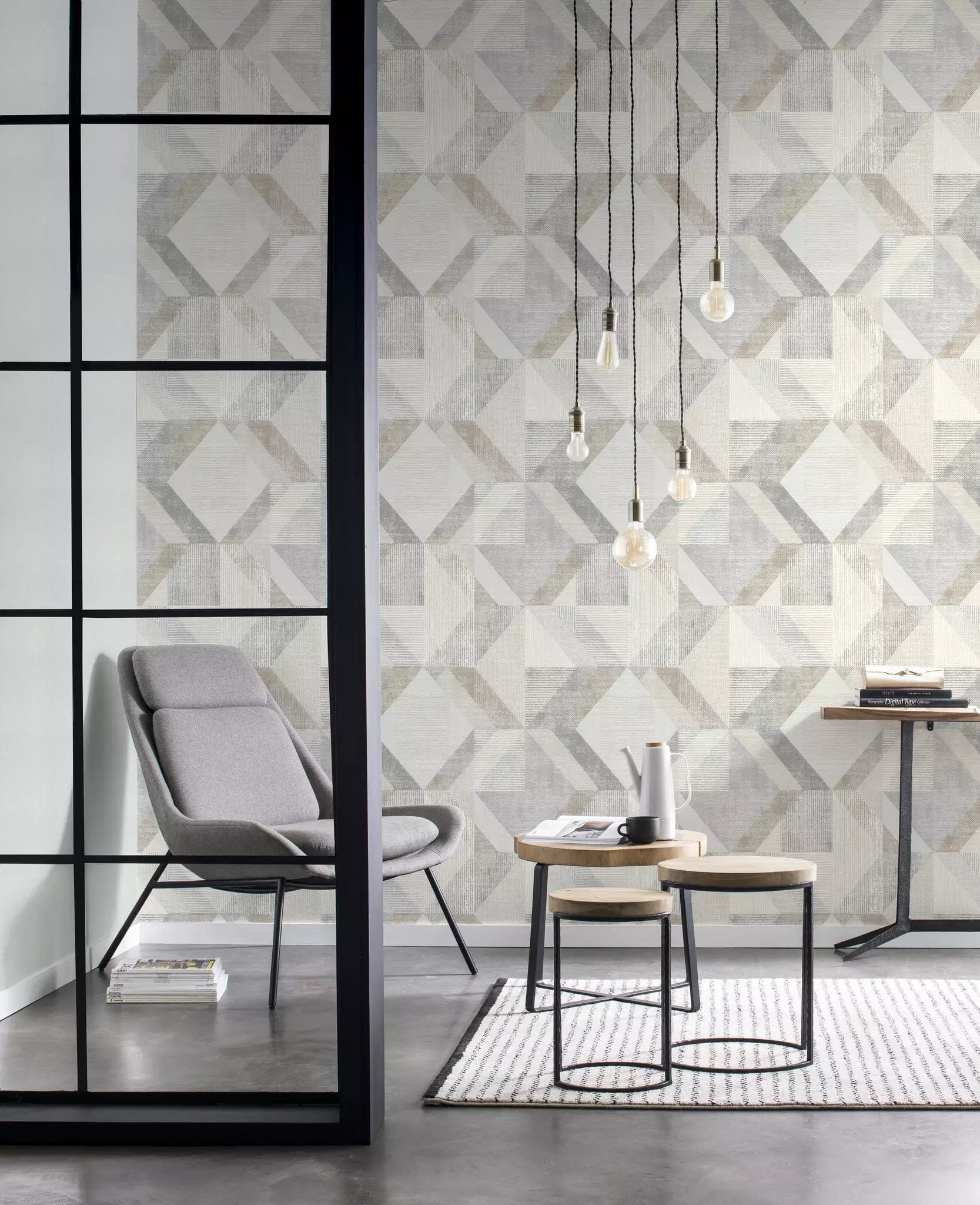 Tapetes RASCH pelēkos toņos ar ģeometrisku rakstu, 311921, Color Your Life