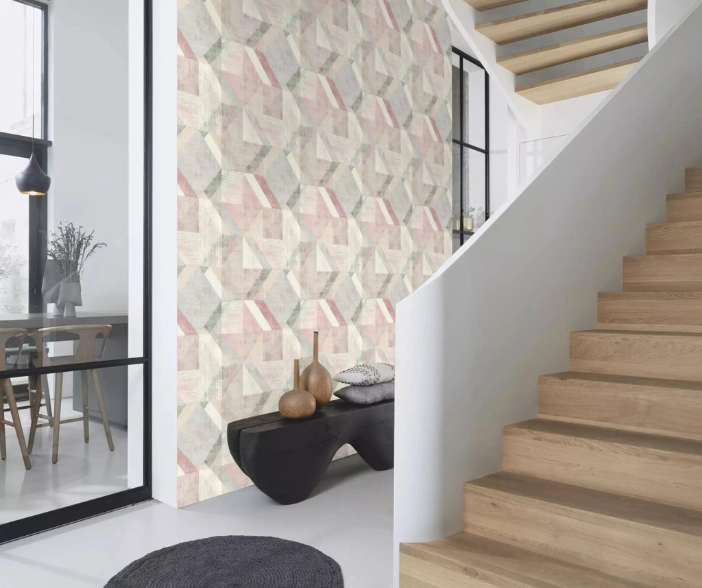 Tapetes RASCH rozā un pelēkā krāsā ar ģeometrisku rakstu, 311914, Color Your Life