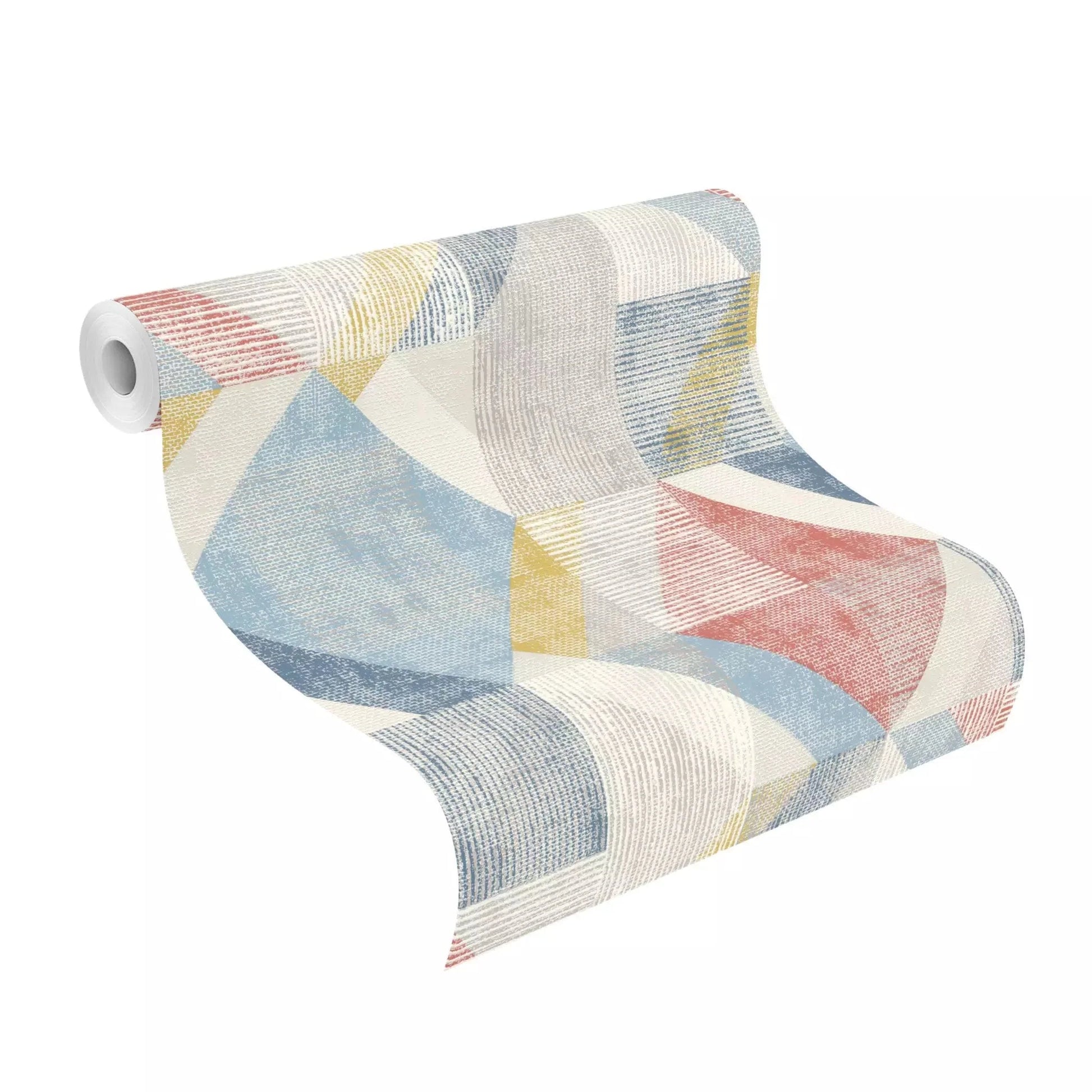 Tapetes RASCH zilā un sarkanā krāsā ar ģeometrisku rakstu, 311938, Color Your Life