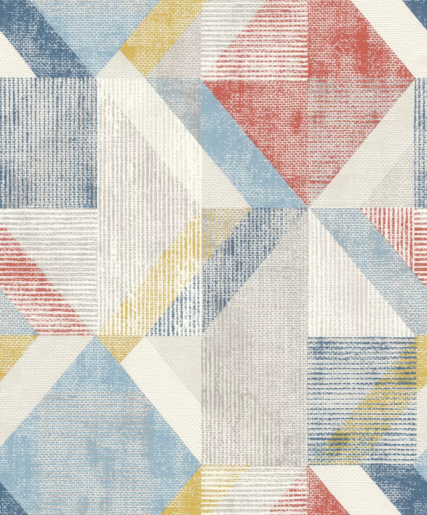 Tapetes RASCH zilā un sarkanā krāsā ar ģeometrisku rakstu, 311938, Color Your Life