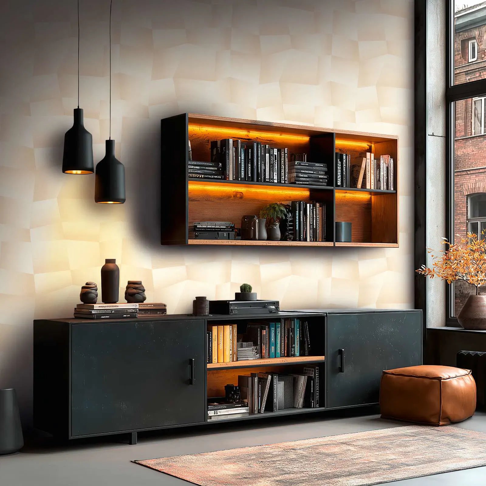 Bēšas mūsdienīgas tapetes ar 3D ģeometrisku tekstūru | 3012646