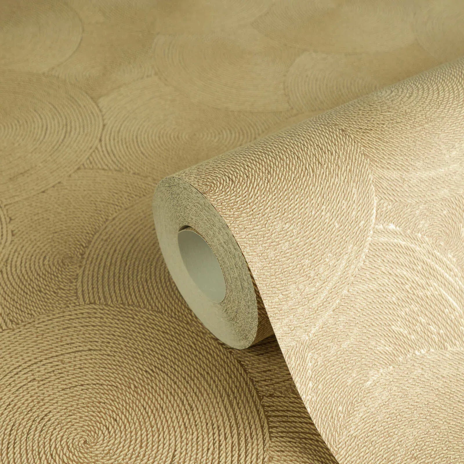 Brūnas abstraktas tapetes ar apļiem un metāliskiem akcentiem | 3010625