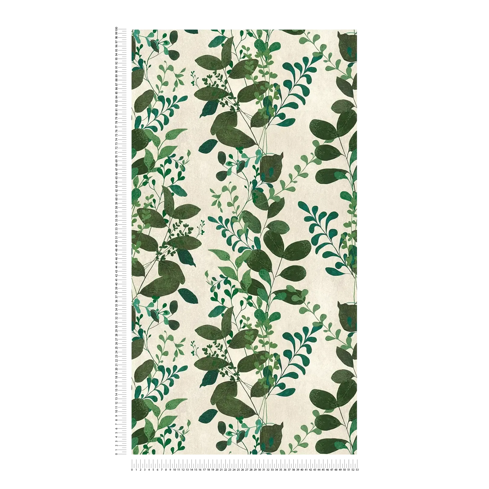 Zaļas neaustas tapetes ar lapainiem zariem un matētu faktūru | 3012474