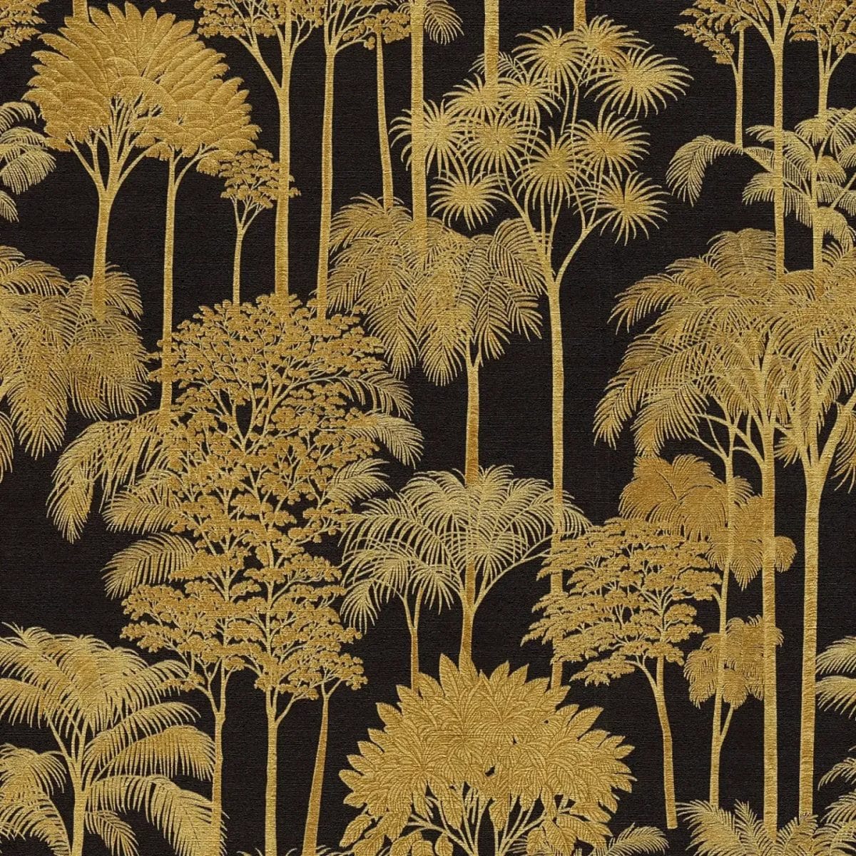 Tapetes ar palmu fonu, augu rakstu un spīdīgu virsmu | 3012107