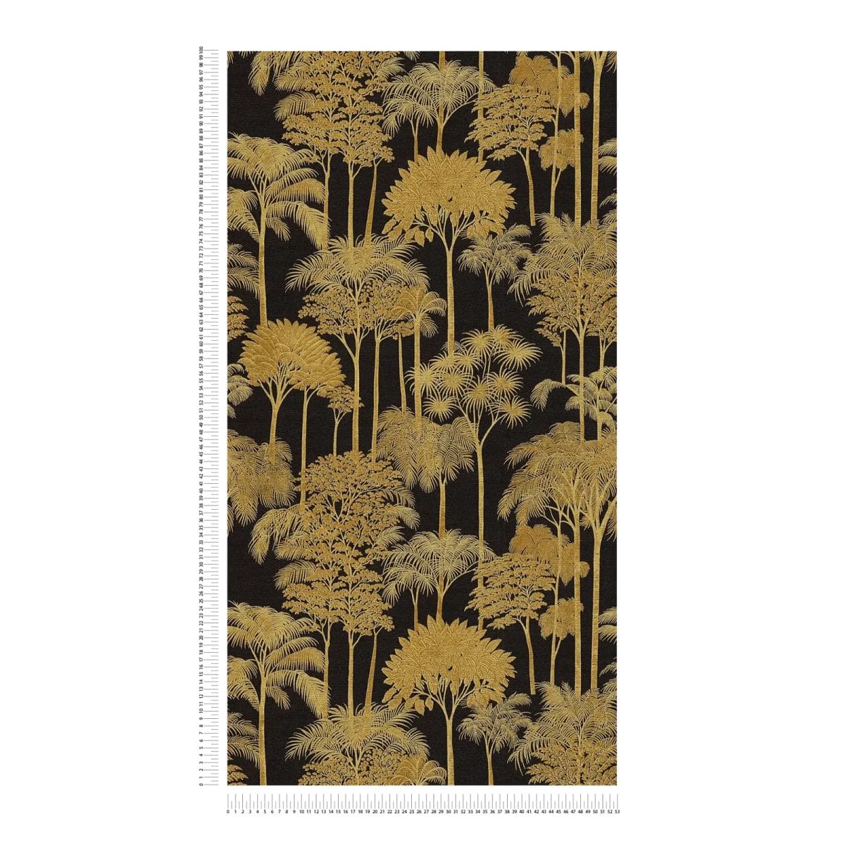 Tapetes ar palmu fonu, augu rakstu un spīdīgu virsmu | 3012107