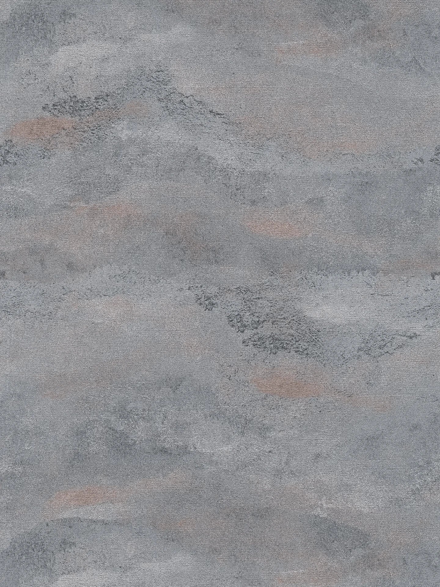 Pelēkas tapetes ar smalku viļņu struktūru un vieglu spīdumu - kombinācija ar mebelēm