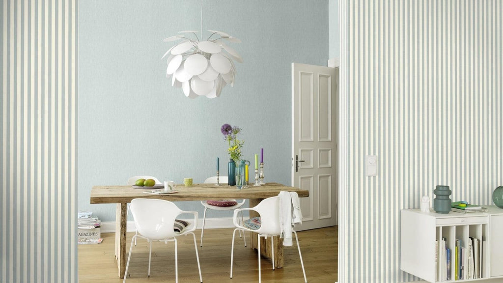 Strīpainas tapetes, baltā un zilā krāsā, RASCH, 570328, Trianon XIII