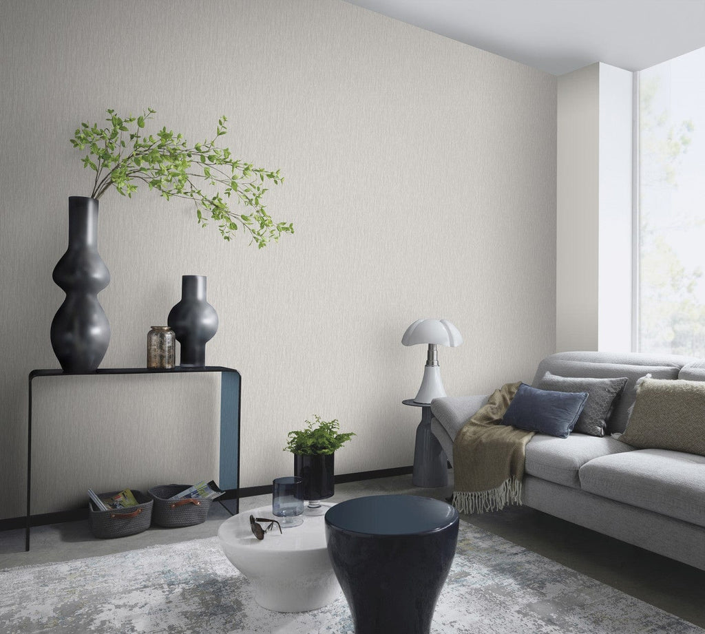 Pelēkas krāsas tapetes ar dekoratīvām viļņotām līnijām un mirdzošu efektu, 3745601, kabinetām - interjers 3