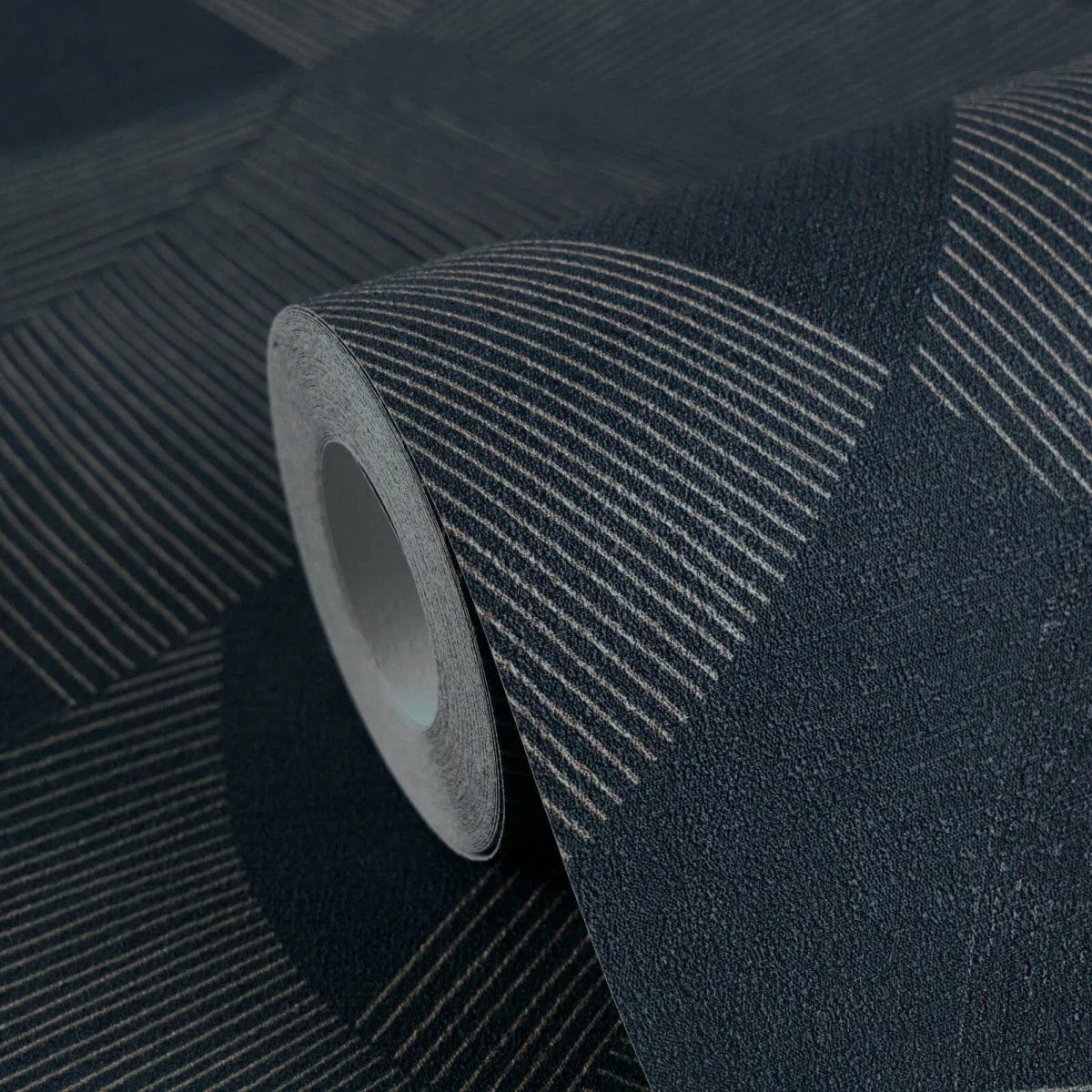 Tumši zilas abstraktas tapetes ar līnijām un spīdumu | 3012063