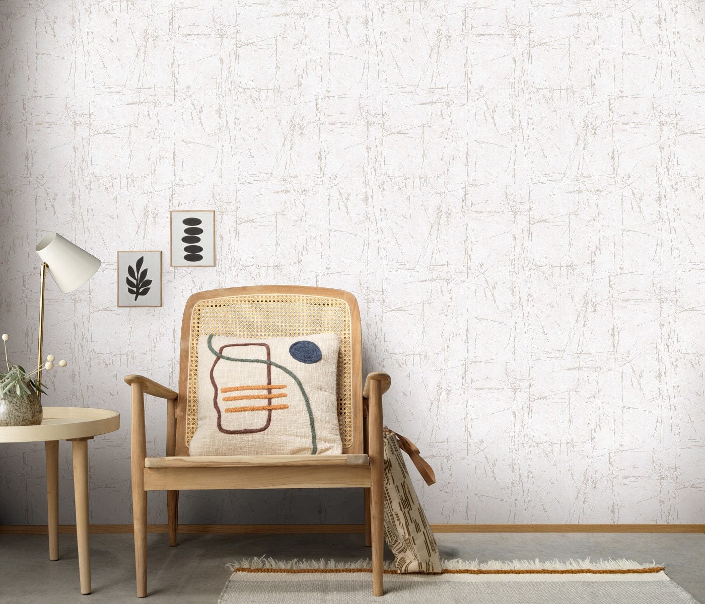 Krēmkrāsas tapetes ar abstraktu dizainu gaišai un harmoniskai atmosfērai, 3737502, showroom 3