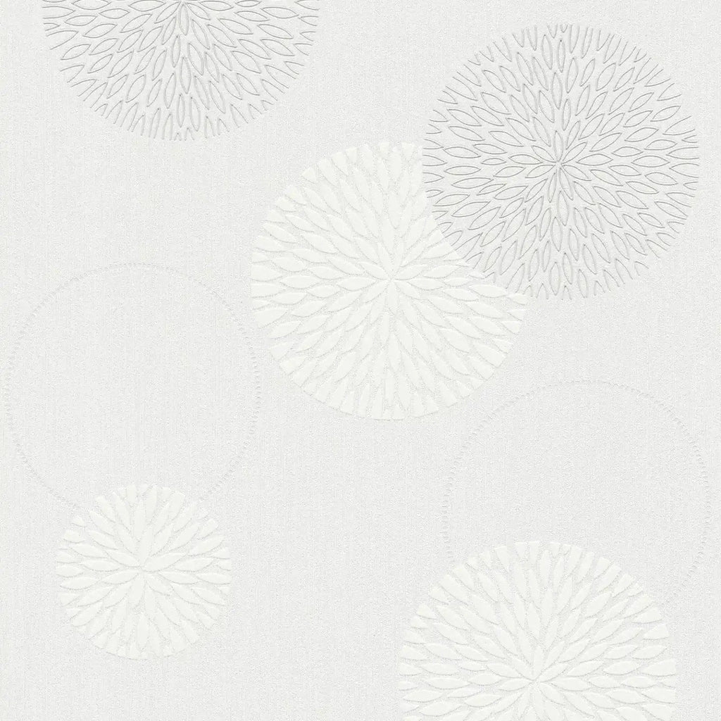 Baltas ziedu tapetes maigam, skandināviskam un dabiskam sienu noformējumam