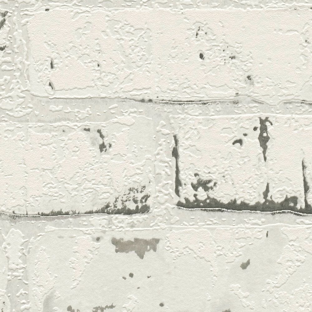 Pelēkas tapetes ar ķieģeļu un akmens imitāciju modernam sienas efektam