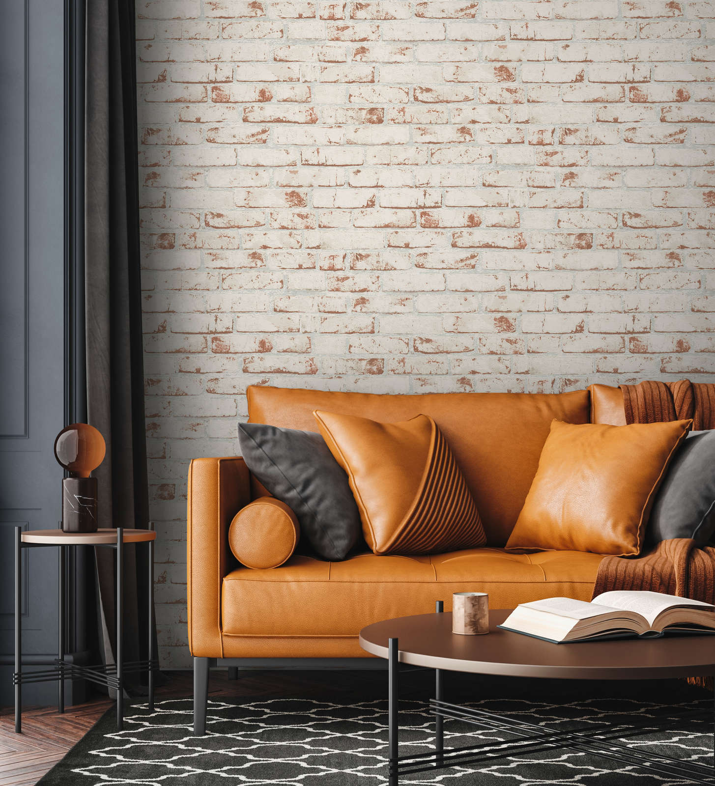 3D ķieģeļu tapetes brūnos toņos industriāla stila sienas dizainam