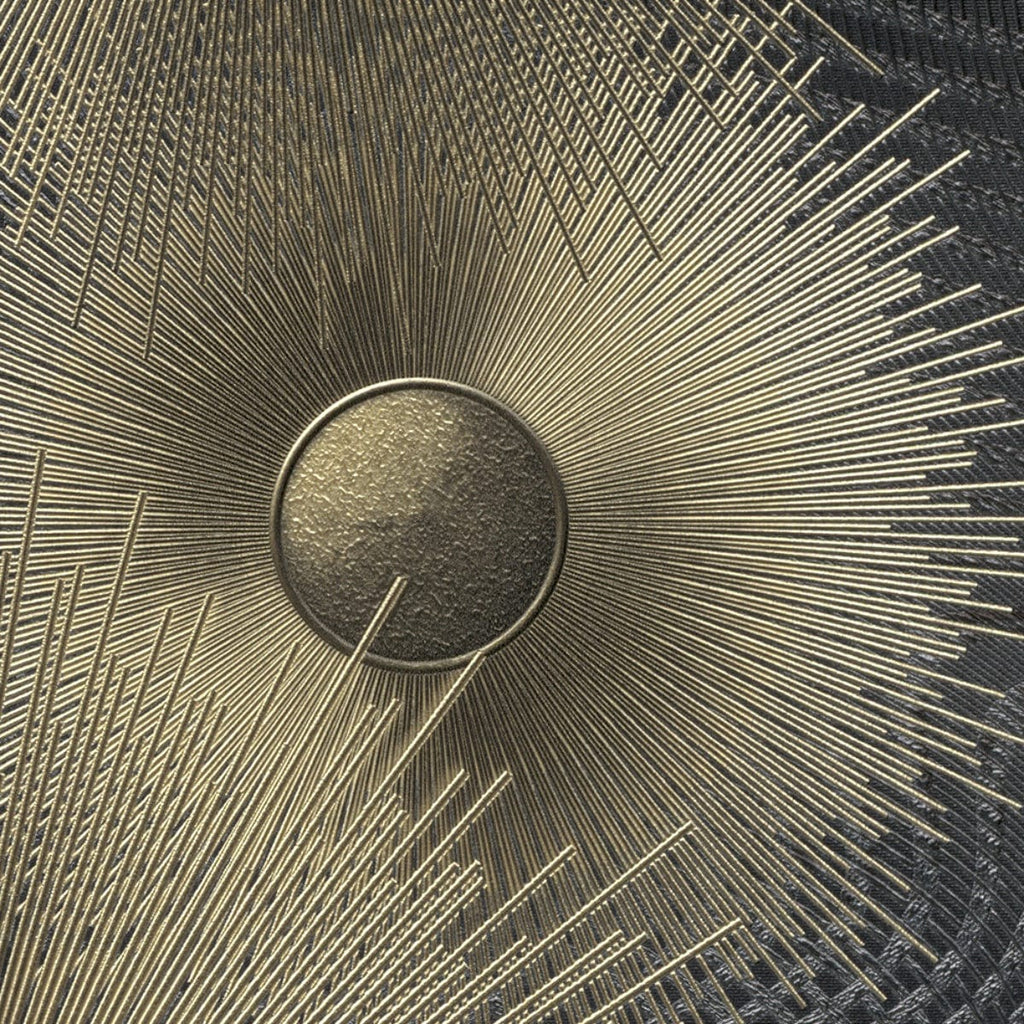 Melnas un zelta tapetes ar izteiksmīgu ģeometrisko dizainu un apļveida motīviem, 3706353, kabinetām - interjers 4