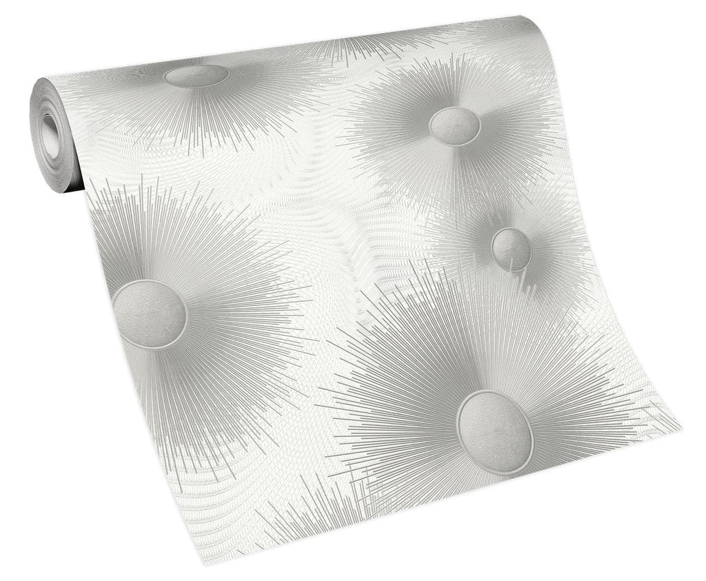 Sudraba tapetes ar ģeometriskiem elementiem un modernu apļu rakstu, 3706373, kabinetām - interjers 4