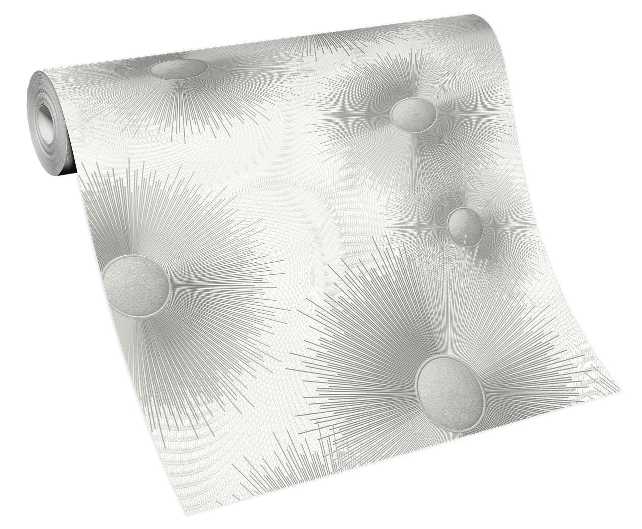 Sudraba tapetes ar ģeometriskiem elementiem un modernu apļu rakstu, 3706373, kabinetām - interjers 4