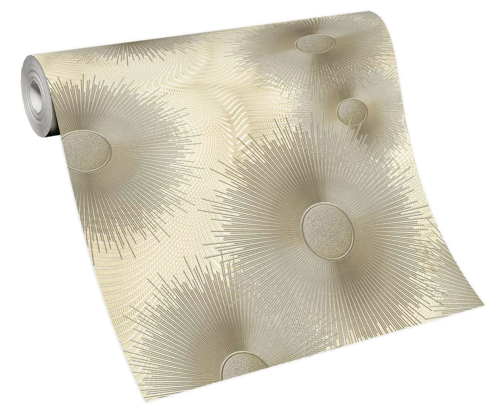 Modernas zelta tapetes ar ģeometrisku rakstu un dekoratīviem apļiem, 3706336, kabinetām - interjers 4