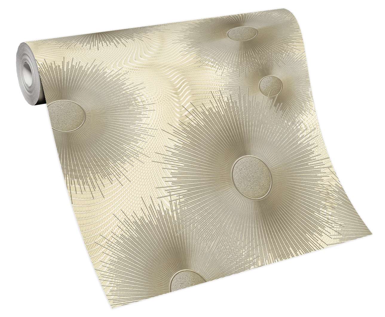 Modernas zelta tapetes ar ģeometrisku rakstu un dekoratīviem apļiem, 3706336, kabinetām - interjers 4