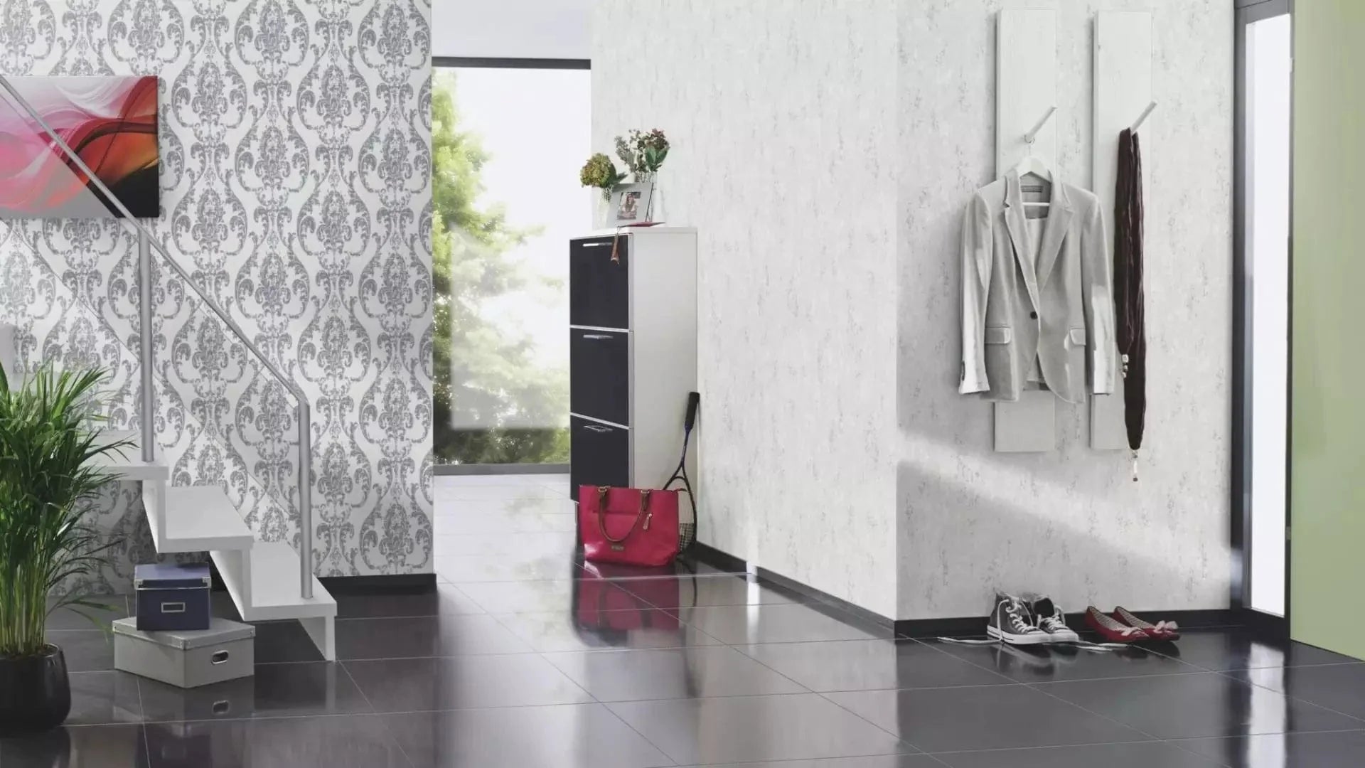 Tapetes ar apmetuma rakstu pelēkā krāsā ar spīdīgiem akcentiem, 315745, Color Your Life